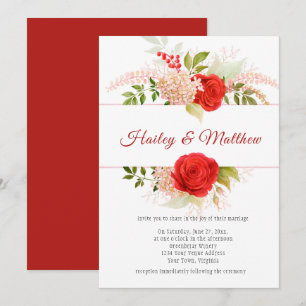 Elegant Winter Red Roses and Greenery Frame Invitation