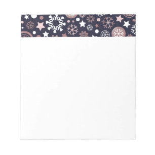 Elegant winter rose gold metallic snowflakes notepad