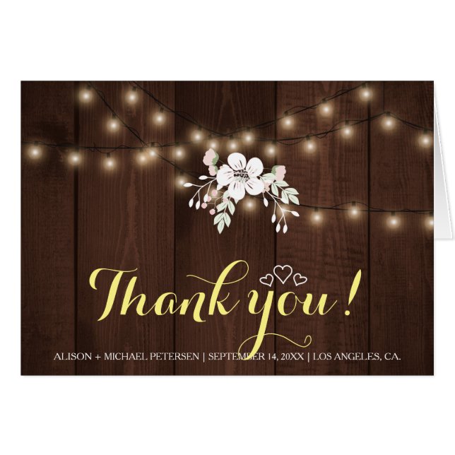 Elegant 'Winter Rustic Floral Wedding | Thank You (Front Horizontal)