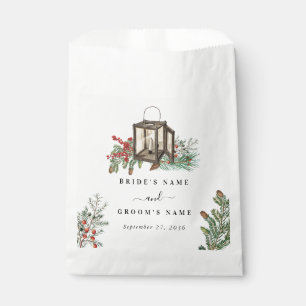 Elegant Winter Rustic Pine Trees Lantern Wedding Favour Bag