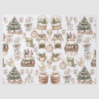 Elegant Winter Scene with Bird and Ornaments Tissue Paper