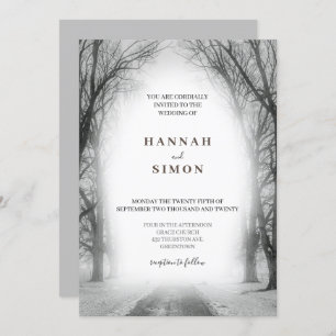 Elegant Winter Silver Snow Wedding Invitation
