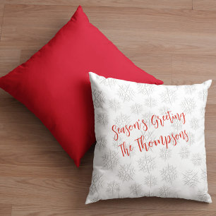 Elegant Winter Silver Snowflake White Pattern  Cushion