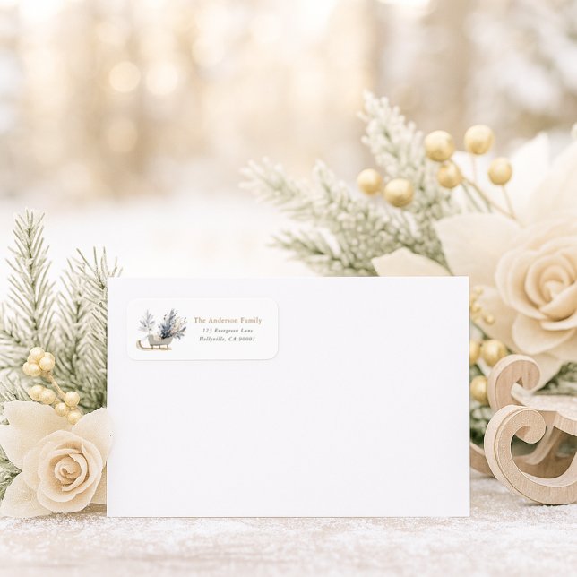 Elegant Winter Sleigh Floral Return Address Label (Creator Uploaded)