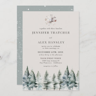 Elegant Winter Snow   Christmas Wedding Invitation