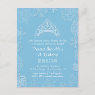 Elegant Winter Snow Princess Girls Birthday Party Invitation