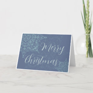 Elegant Winter Snowflake Design in Blue Holiday Card
