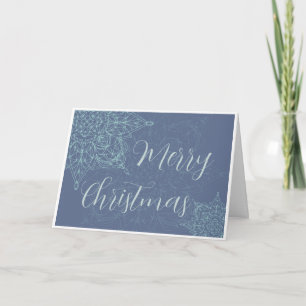 Elegant Winter Snowflake Design in Blue Holiday Card