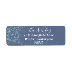 Elegant Winter Snowflake Design in Blue Return Address Label