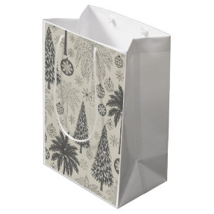 Elegant Winter Snowflake Monochromatic Christmas Medium Gift Bag