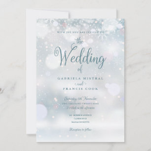 Elegant Winter Snowflakes All In One Wedding Invitation