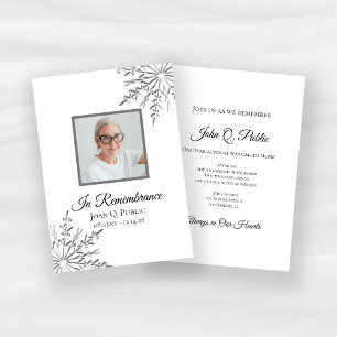 Elegant Winter Snowflakes Death Anniversary Invitation