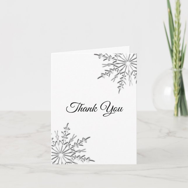 Elegant Winter Snowflakes Sympathy Thank You Card (Front)