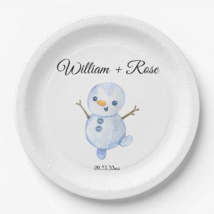 Elegant Winter Snowflakes wedding Paper Plate