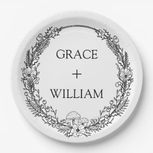 Elegant Winter Snowflakes wedding Paper Plate