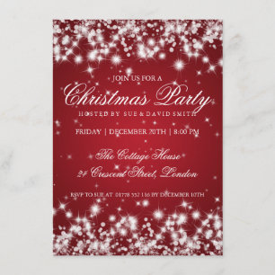 Elegant Winter Sparkle 2 Red Invitation