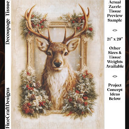 Elegant Winter Stag, Evergreen Christmas Frame FY2 Tissue Paper