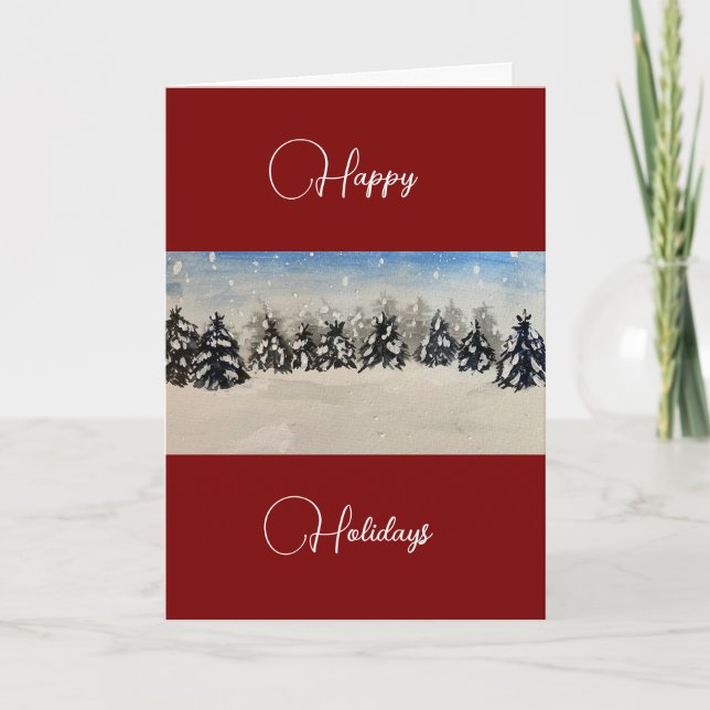 Elegant Winter Theme Holiday Greeting Card (Front)
