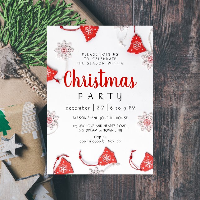 Elegant Winter Traditional Christmas Party Invitation (Creator Uploaded)