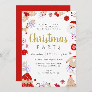 Elegant Winter Traditional Christmas Party Invitation
