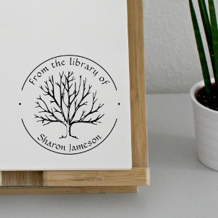 Elegant Winter Tree From the Library of Book Self-inking Stamp