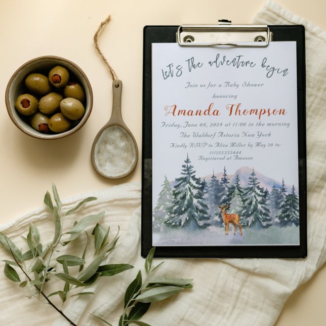 Elegant Winter Tree Watercolor Woodland Adventure Invitation (Creator Uploaded)