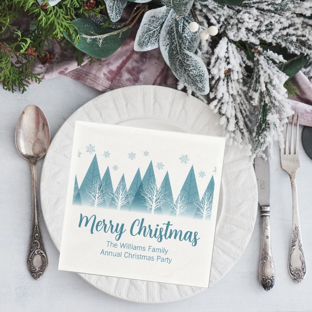 Elegant Winter Trees Annual Family Christmas Party Napkin (Creator Uploaded)