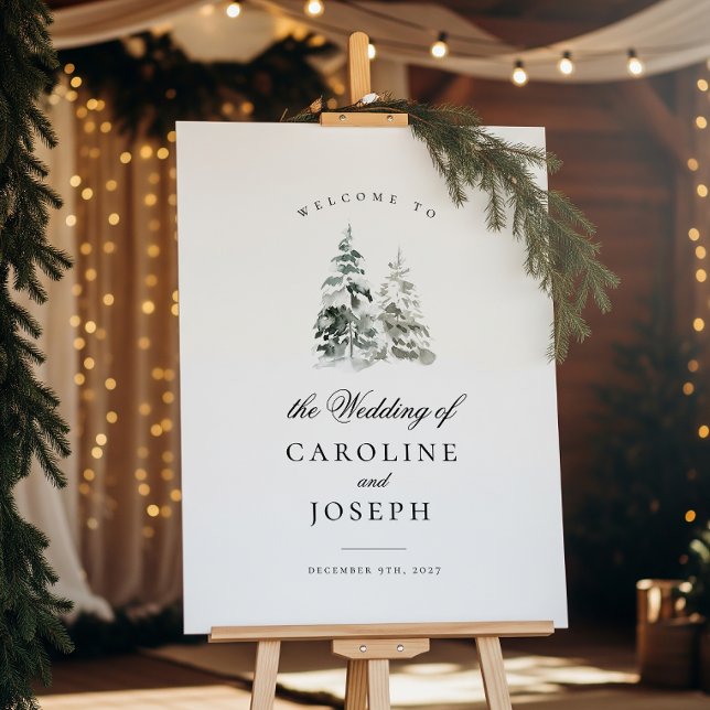 Elegant Winter Trees Wedding Welcome Sign (Creator Uploaded)