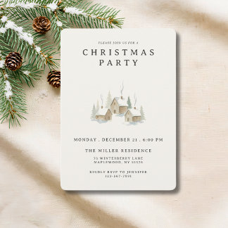 Elegant Winter Village Christmas Party Invitation