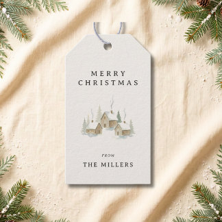 Elegant Winter Village Personalised Christmas Gift Tags