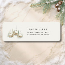 Elegant Winter Village Watercolor Christmas