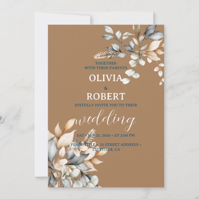 Elegant winter watercolor floral invitation (Front)