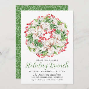 Elegant Winter Watercolor Wreath Holiday Brunch Invitation