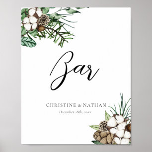 Elegant Winter Wedding Bar Sign