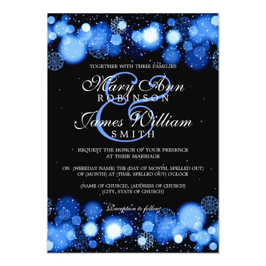 Elegant Winter Wedding Blue Lights Card