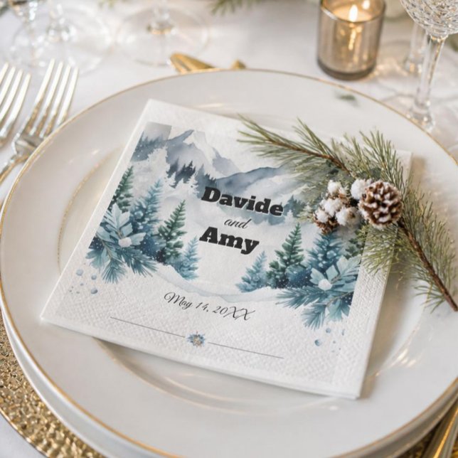 Elegant Winter Wedding Cocktail Napkin (Creator Uploaded)