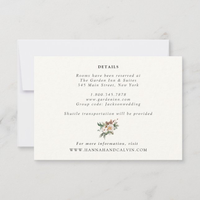 Elegant Winter Wedding Details Card (Front)