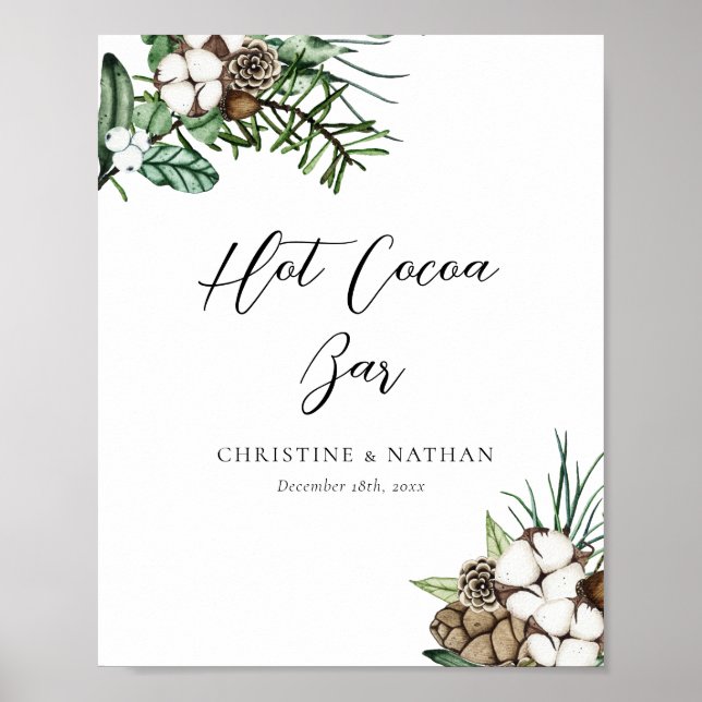 Elegant Winter Wedding Hot Cocoa Bar Sign (Front)