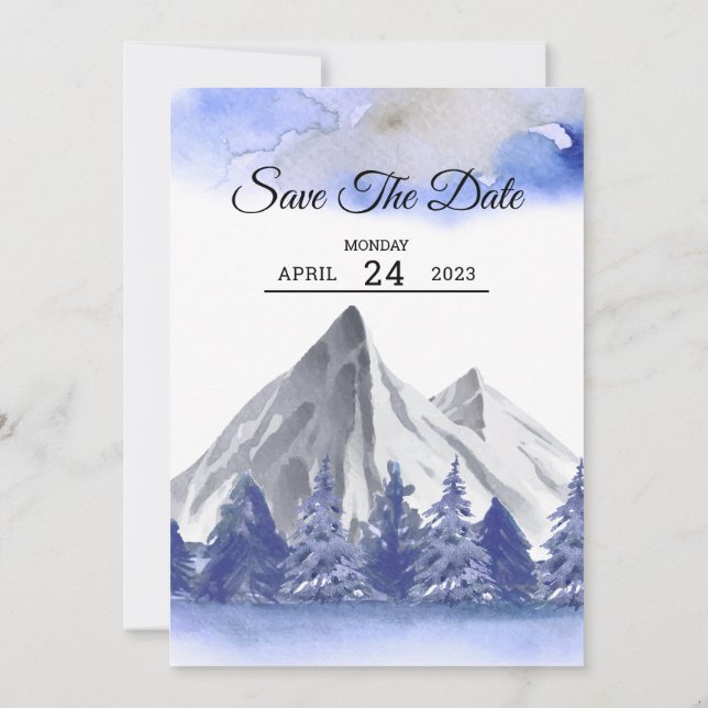 Elegant Winter Wedding Invitation Card  (Back)