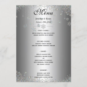 Elegant winter Wedding Menu