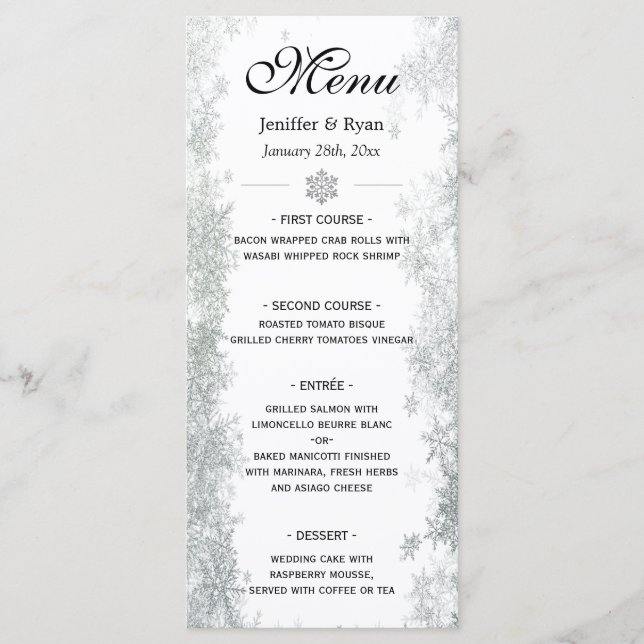Elegant winter Wedding Menu (Front)