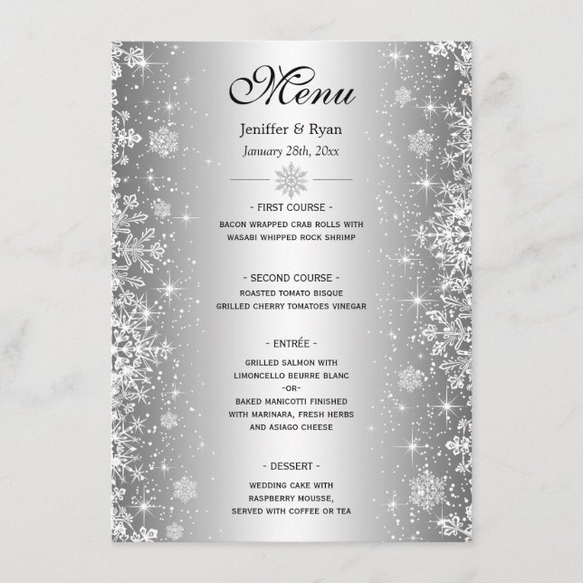 Elegant winter Wedding Menu (Front)