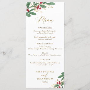 Elegant Winter Wedding Menu or Christmas Menu