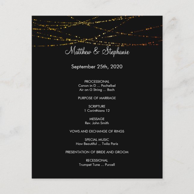 elegant winter Wedding Program Flyer 5.5" x 8.5" (Front)