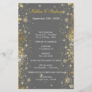 elegant winter Wedding Program Flyer 5.5" x 8.5"
