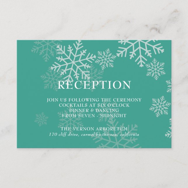 Elegant Winter Wedding Reception Enclosure Card (Front)