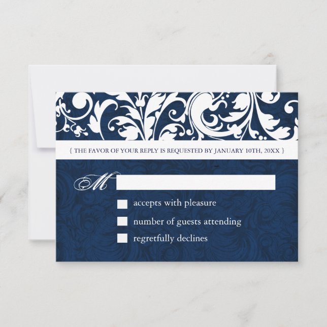 Elegant Winter Wedding Reply Cards - RSVP (Front)