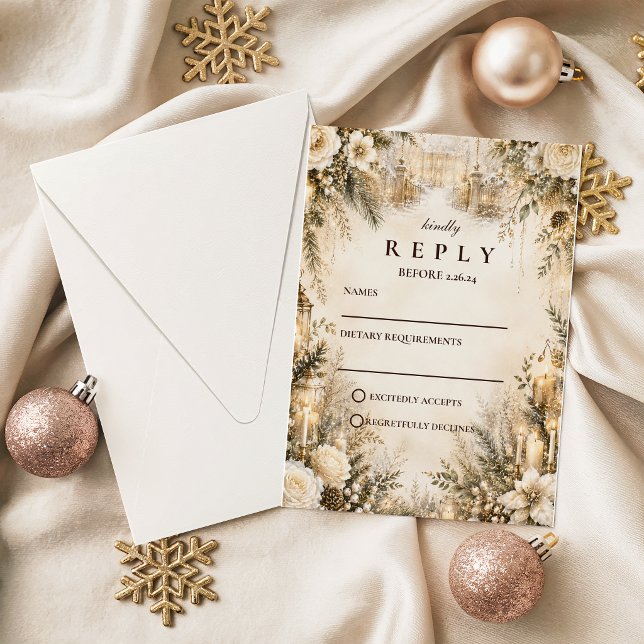 Elegant Winter Wedding RSVP Card (Creator Uploaded)