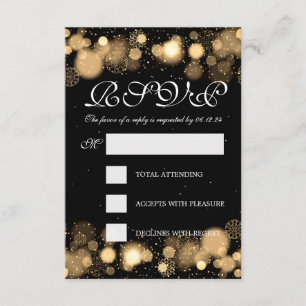 Elegant Winter Wedding RSVP Gold Lights