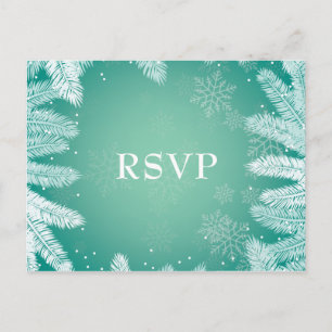 Elegant Winter Wedding with Meal Choice RSVP Invitation Postcard